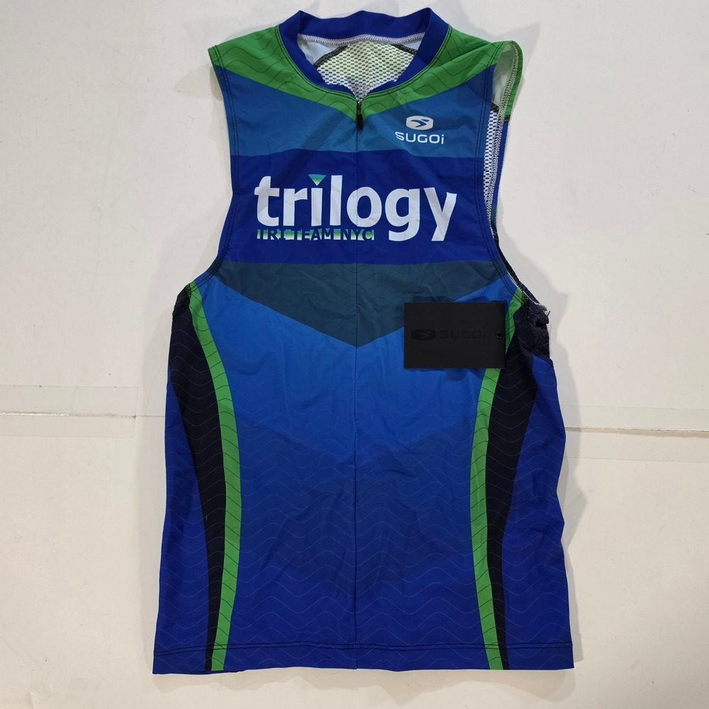 Sugoi RS Tri Tank Mens Medium Blue Green Trilogy Tri Team NYC QCQ04M NWT